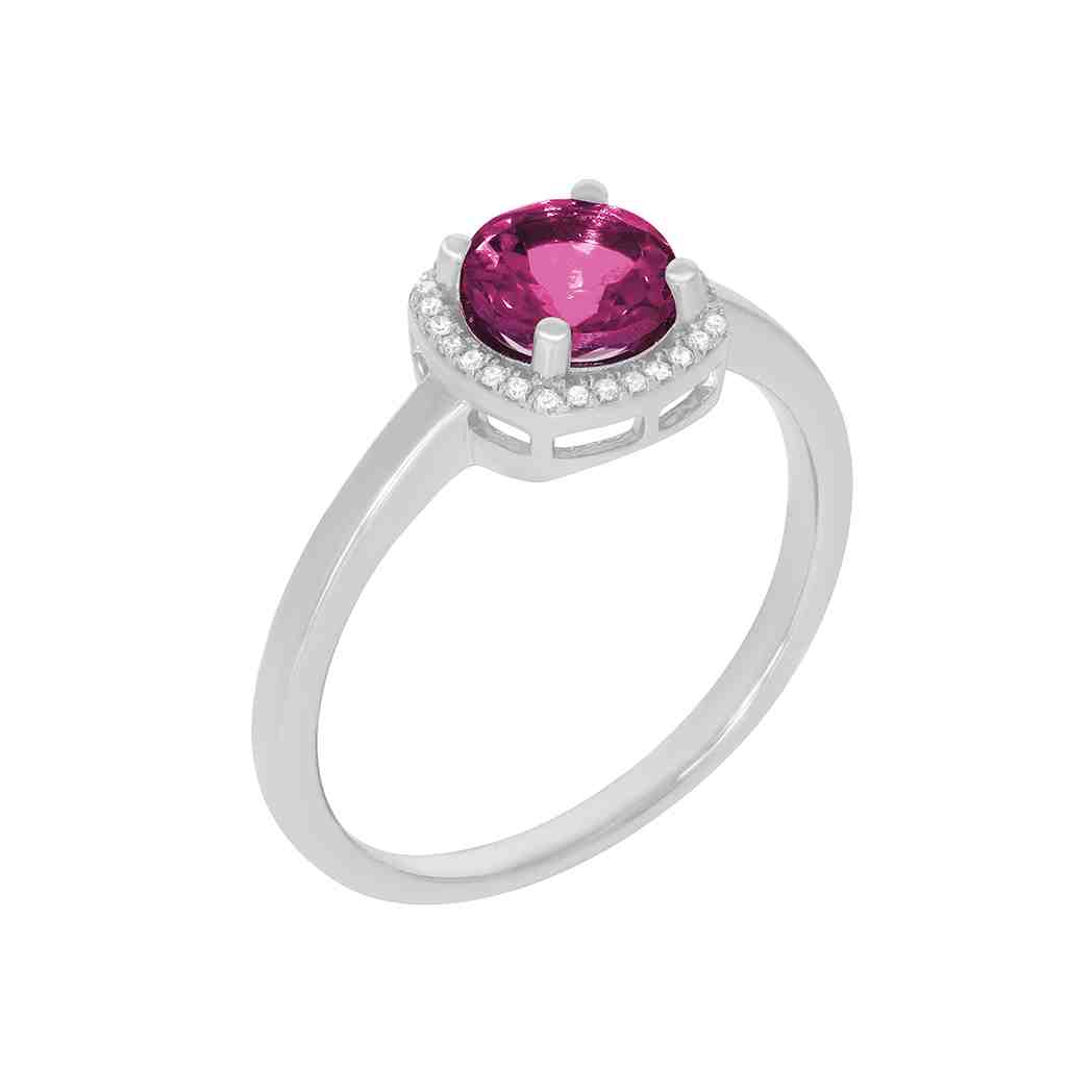 Round Garnet with a Halo Engagement Ring  PD31345ALR GARNET
